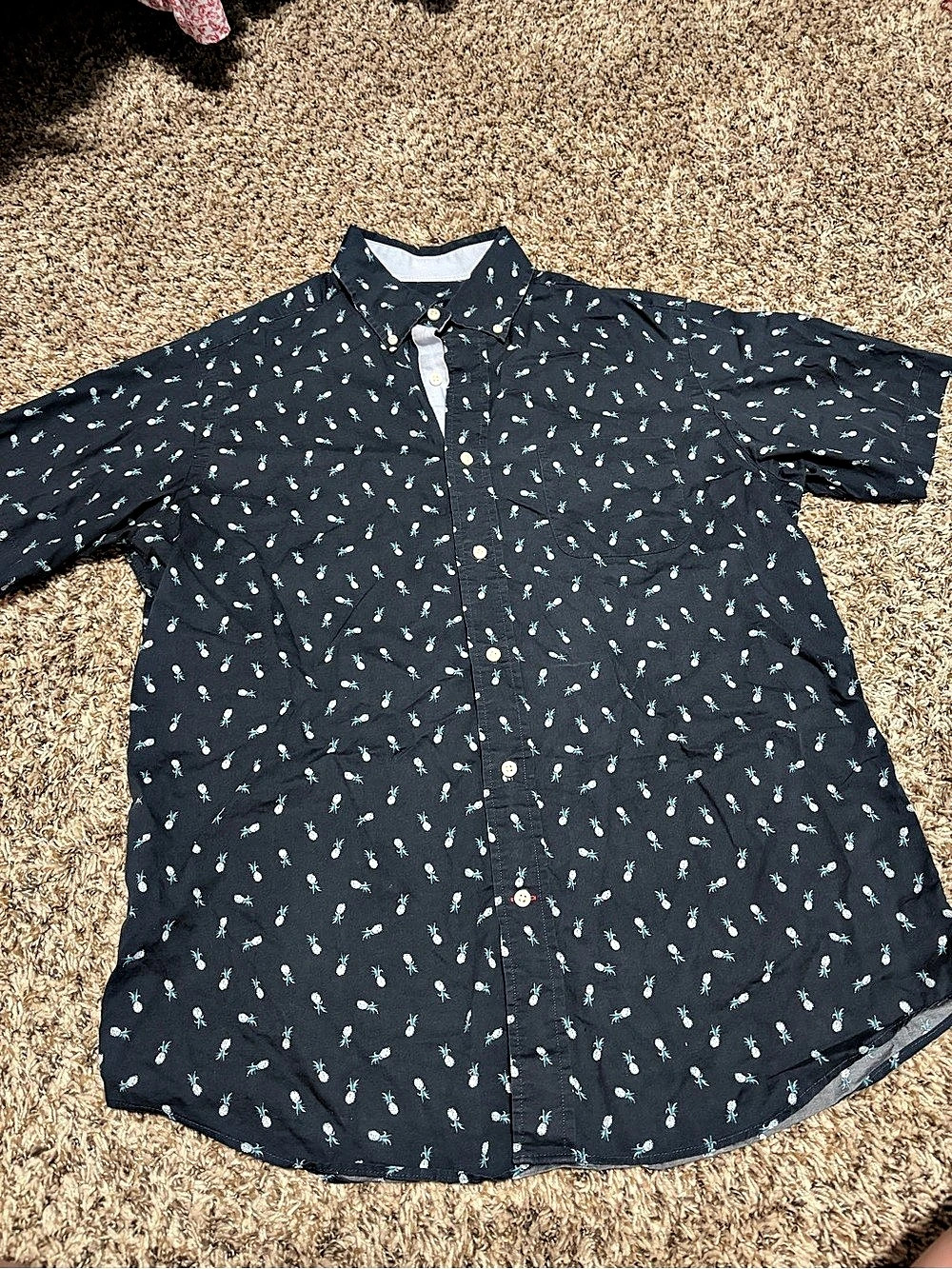 Cremieux Classics Pineapple Print Short Sleeve Button Down Shirt Medium
